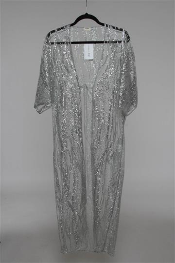 Vestido Capa Transparência e Brilhos Metalizado