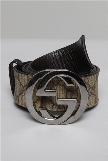 Cinto Gucci Interlocking Monograma Bege