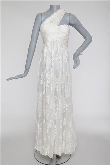 Vestido Achados da New Um ombro Transparência Off-White