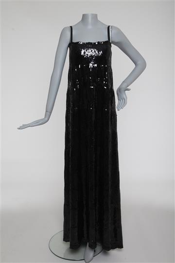 Vestido Longo Paête Preto