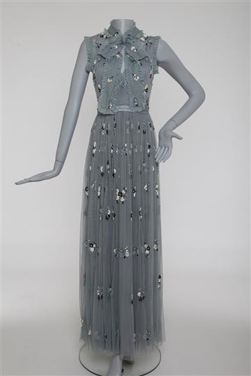 Vestido Needle and Thread Longo Bordado Azul