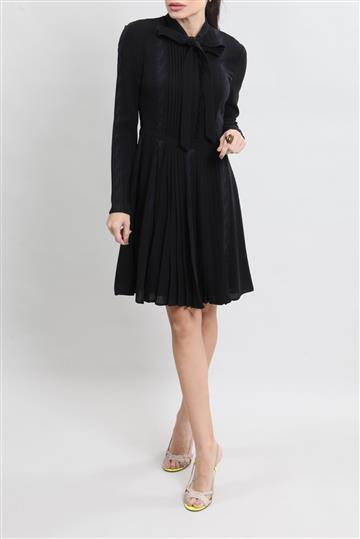 Vestido Valentino Crepe Plissado Preto