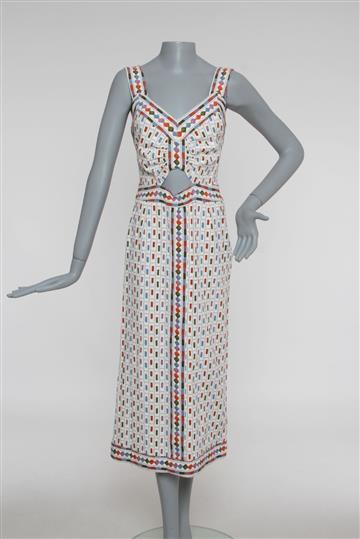 Vestido Framed Alça e Recortes Estampado