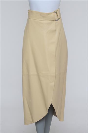 Saia Framed Couro e Cós com Ferragem Creme