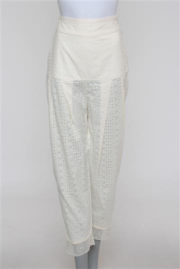 Calça Paula Raia Transparência e Tecido Texturizado Off-White