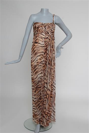 Vestido Sandro Barros Longo Animal Print Bege