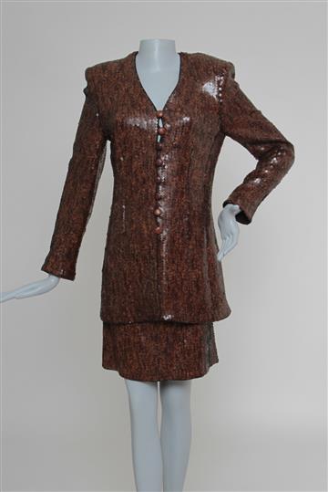 Conjunto Escada  Tailleur Paetês Marrom