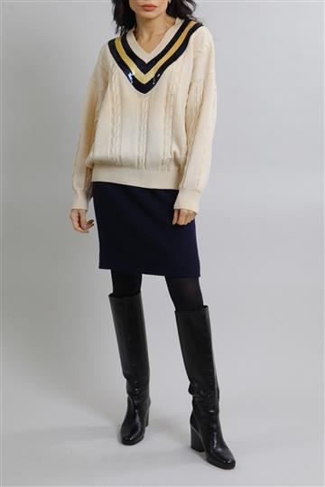 Sueter Escada com Paetés  Off-White