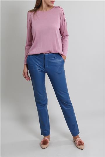 Calça Reinaldo Lourenço Couro Azul