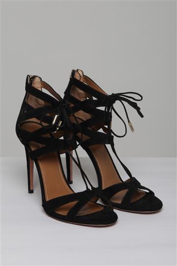 Sandália Aquazzura Camurça Salto Alto Preta