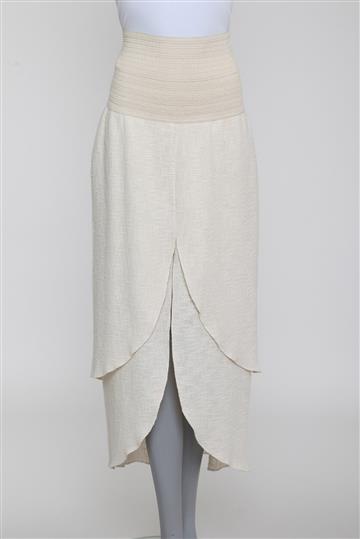 Saia A. Niemeyer Longa com Fenda e Sobreposição Off-White
