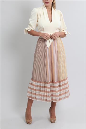 Saia Seda e algodão Listrada Colorido