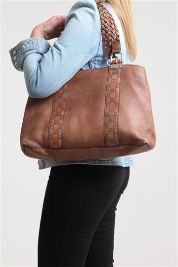 Bolsa Gucci Tote Bamboo Bar Marrom