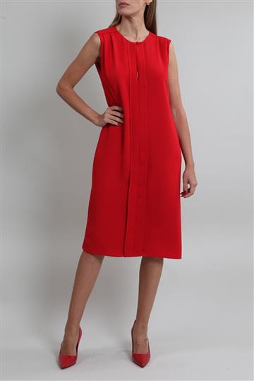 Vestido Carolina Herrera Tubinho Prega Frontal Vermelho