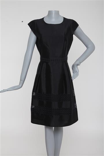 Vestido Carolina Herrera Barra Ponto Palito Preto