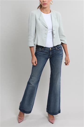 Casaqueto Chanel Tweed Botões Logomarca Azul