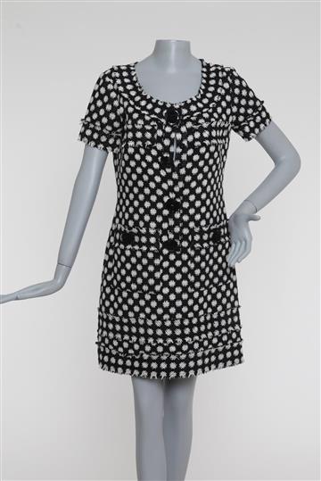 Vestido Oscar De La Renta  Tubinho Texturizado Preto Bicolor