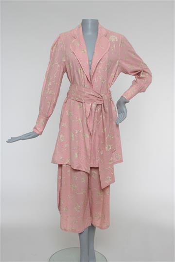 Conjunto Mixed Calça e Kimono Bordados Rosa