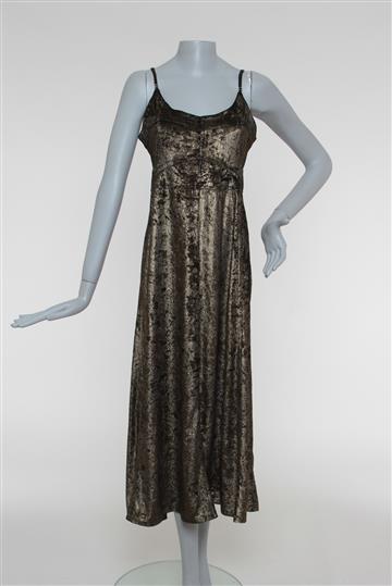 Vestido Mixed Veludo Molhado Dourado