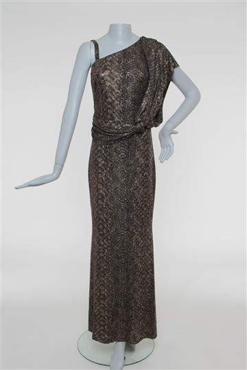 Vestido Longo Lurex Decote Assimétrico Preto