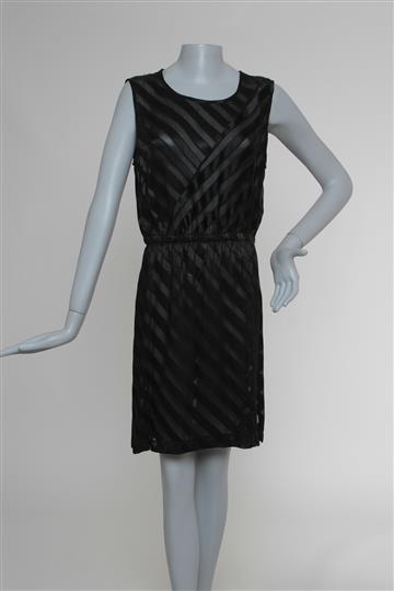 Vestido Sandro Listras e Transparência Preto