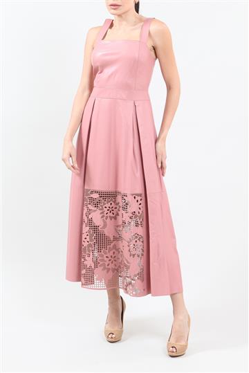 Vestido Cruise Longo Regata Couro Rosa