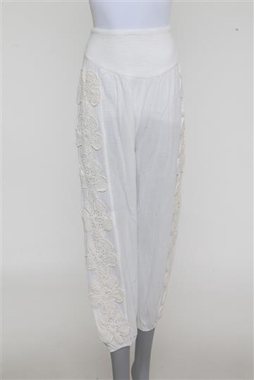 Calça A. Niemeyer Algodão e Crochê Branca