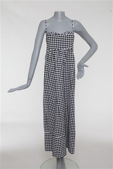 Vestido A. Niemeyer Longo Algodão Xadrez Preto