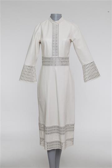 Vestido Achados da New Couro Vazado Off-White