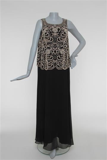 Vestido  Longo com Bordados Preto