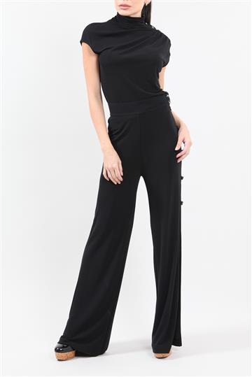 Conjunto Saint Laurent Malha Fria com Botões Strass Preto