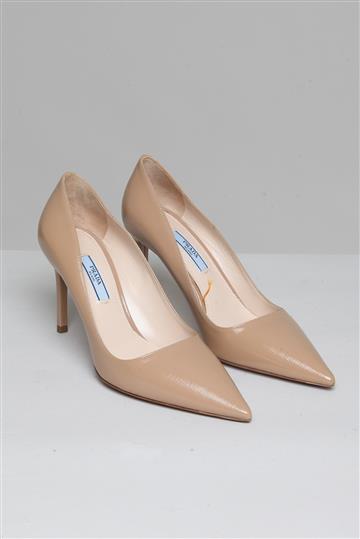 Sapato Prada Scarpin Couro Texturizado Bege