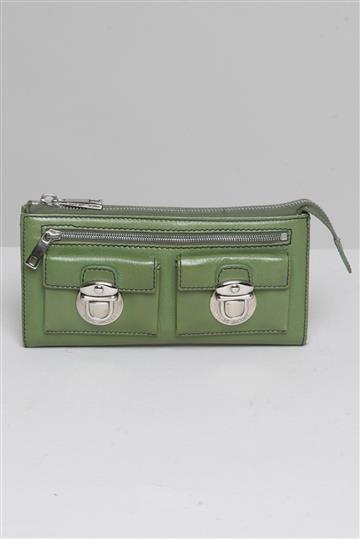 Carteira Achados da New Couro Double Pocket Verde