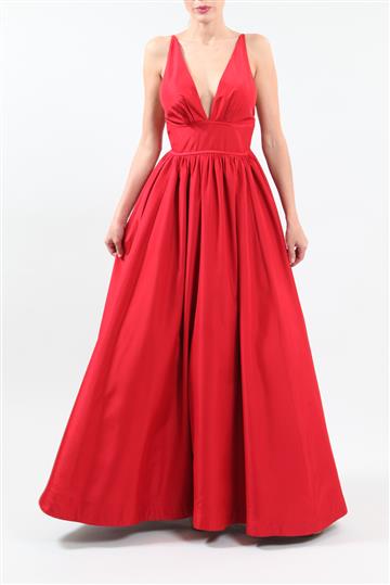 Vestido Tufi Duek Longo Saia Estruturada Vermelho