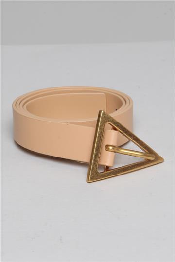 Cinto Bottega Veneta Couro com Fivela Triangular Bege