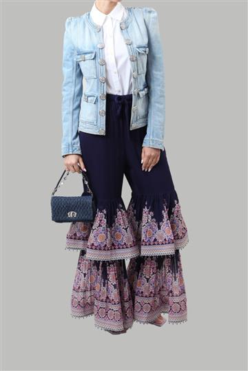 Calça Zimmermann Babados   Azul