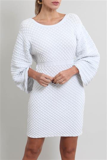 Vestido Chanel Texturizado Decote Costas Branco