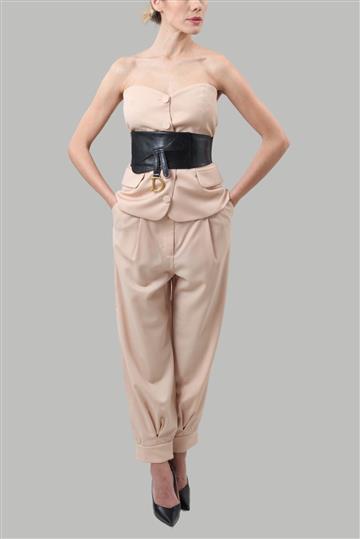 Conjunto NK store Calça e Colete Alfaiataria Bege