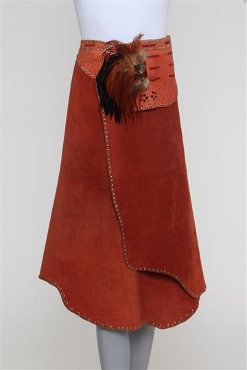 Saia Vintage Camurça e Penas Terracota