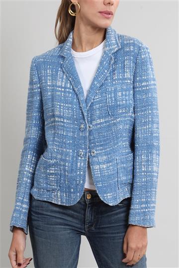 Blazer Prada Tweed com bolsos Azul