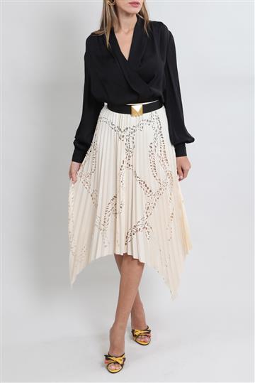 Saia Emilio Pucci Pregas com Recortes Bege