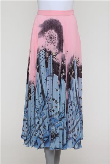 Saia Moschino Boutique Pregas Midi Rosa