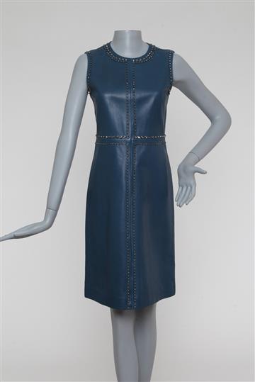 Vestido Gucci Couro e Pedrarias Azul