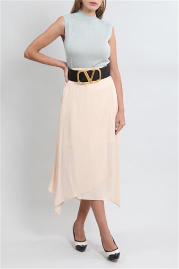 Saia Fendi Midi Transpassada Bege