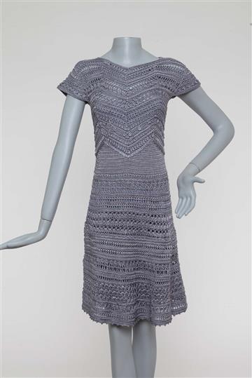 Vestido Vanessa Montoro Fio de Seda Cinza