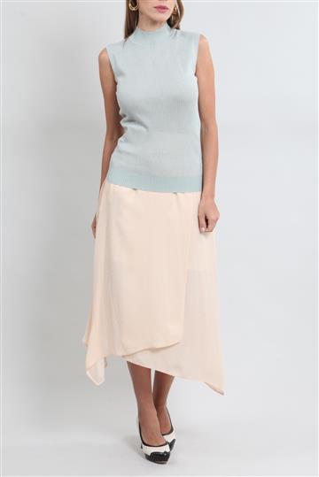 Regata Fendi Tricô Canelado Linha de Seda Cinza