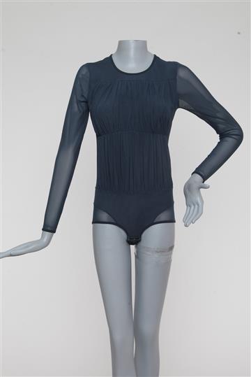 Body A. Niemeyer Manga Longa e Transparência Azul