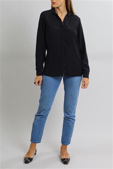 Camisa Roberto Cavalli Detalhe em Renda Preto