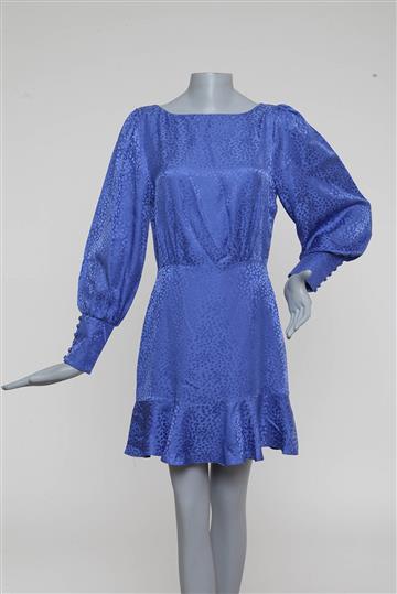 Vestido Intermix Manga Longa Seda Azul