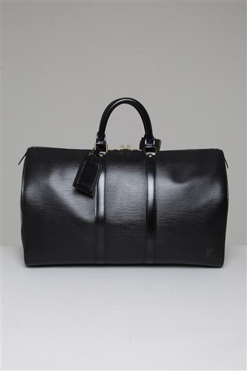 Mala de Mão Louis Vuitton Couro Epi Keepall Preta
